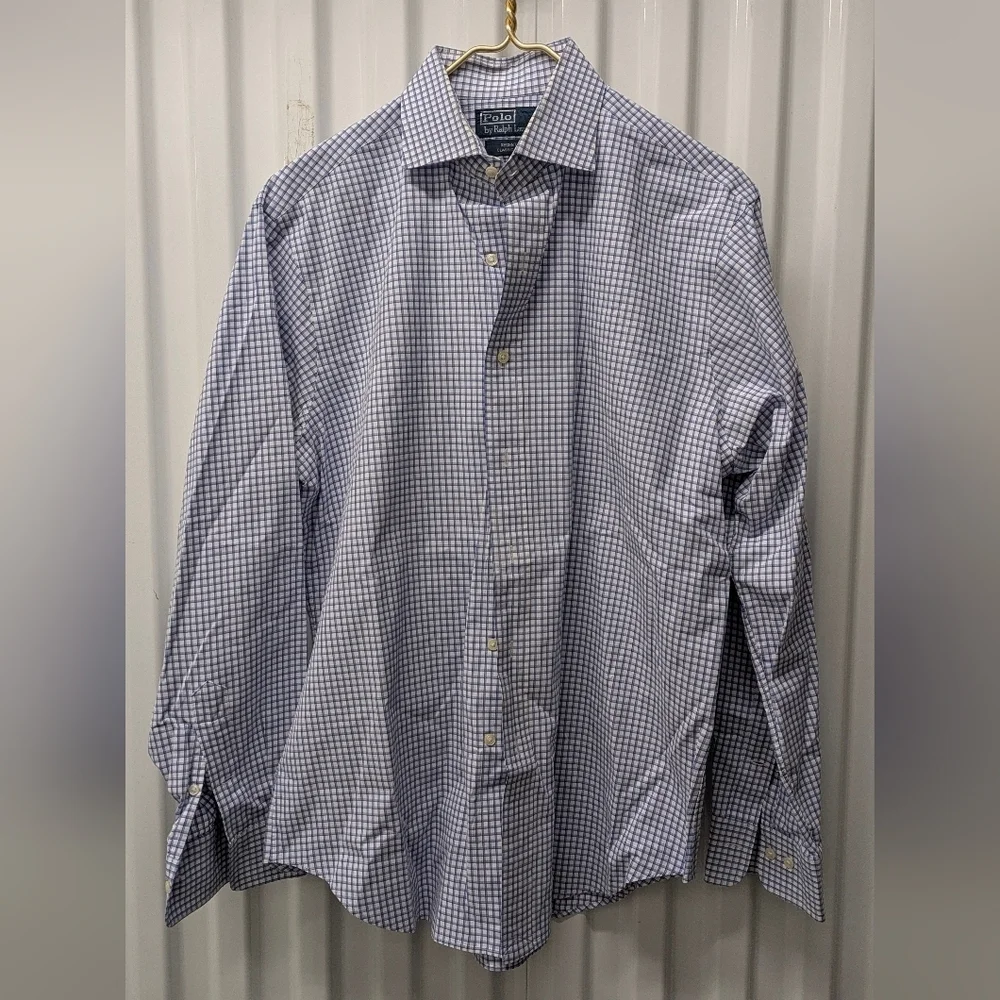 Club Room Men's Blue and White Checkered Shirt